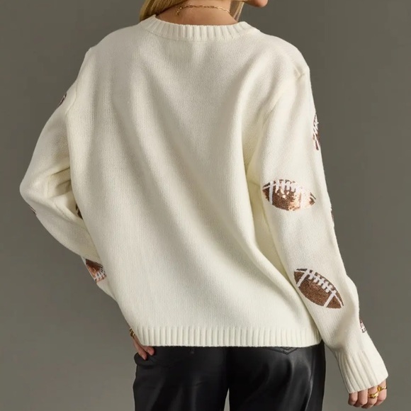 New! Football sequin sweater. Neutral colors. Panache - Picture 2 of 2